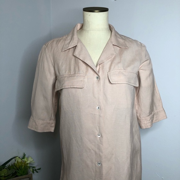 LEO&SAGE Blush Linen Blend Botton Down Shirt Dress Size M - Picture 5 of 16